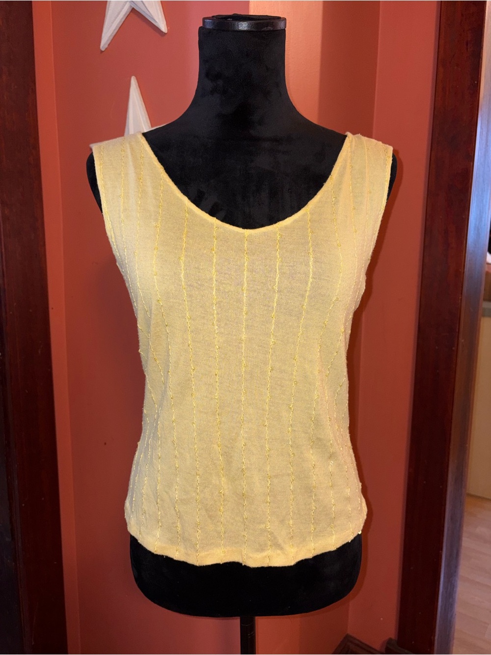 Handmade yellow tank with sequin detail